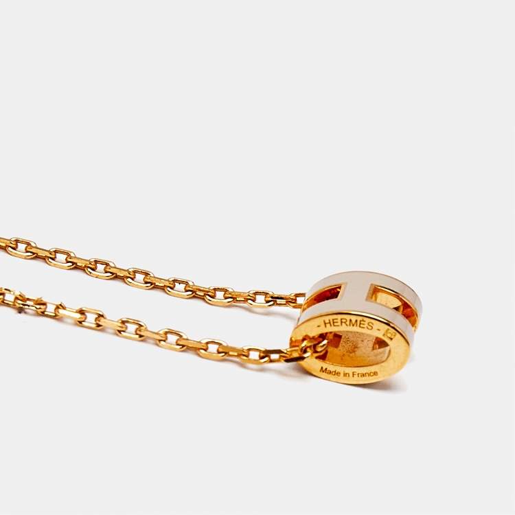 Pre Owned Hermès Mini Pop H Enamel Gold Plated Necklace