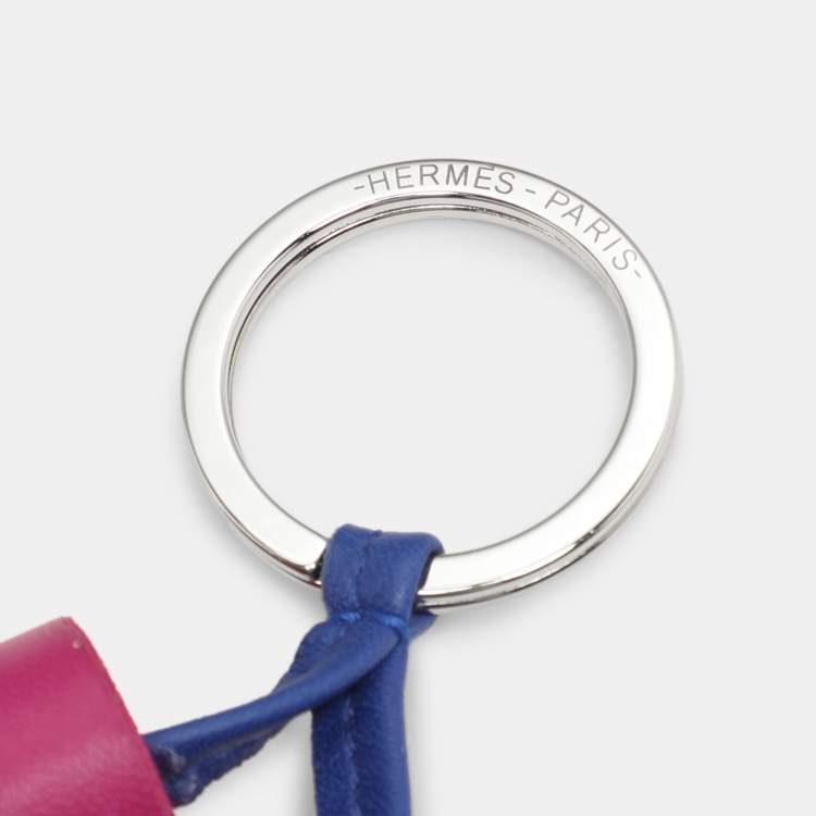 Pre Owned Hermès Blue/Pink Leather Carmen Uno-Dos Key Ring