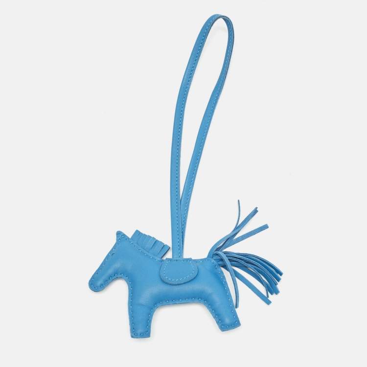 Pre Owned Hermès Bleu Zanzibar Milo Leather GriGri Rodeo Bag Charm PM