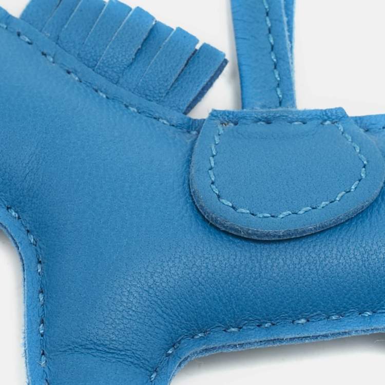 Pre Owned Hermès Bleu Zanzibar Milo Leather GriGri Rodeo Bag Charm PM