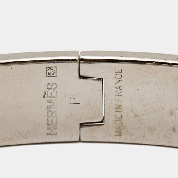 Pre Owned Hermes Clic H Yellow Enamel Palladium Plated Bracelet