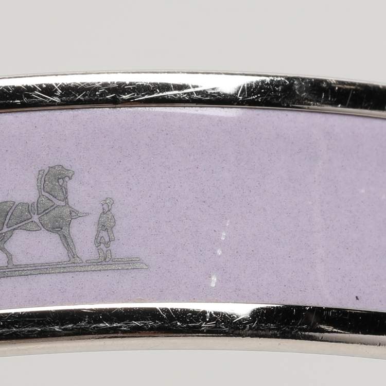 Pre Owned Hermès Purple Enamel Calèche Narrow Bangle Bracelet