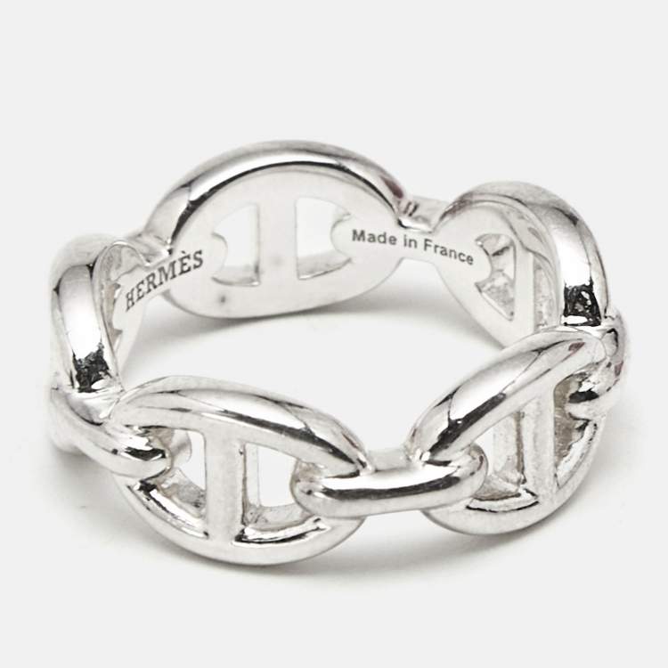 Pre Owned Hermès Chaine d'Ancre Sterling Silver 925 Ring Size 52