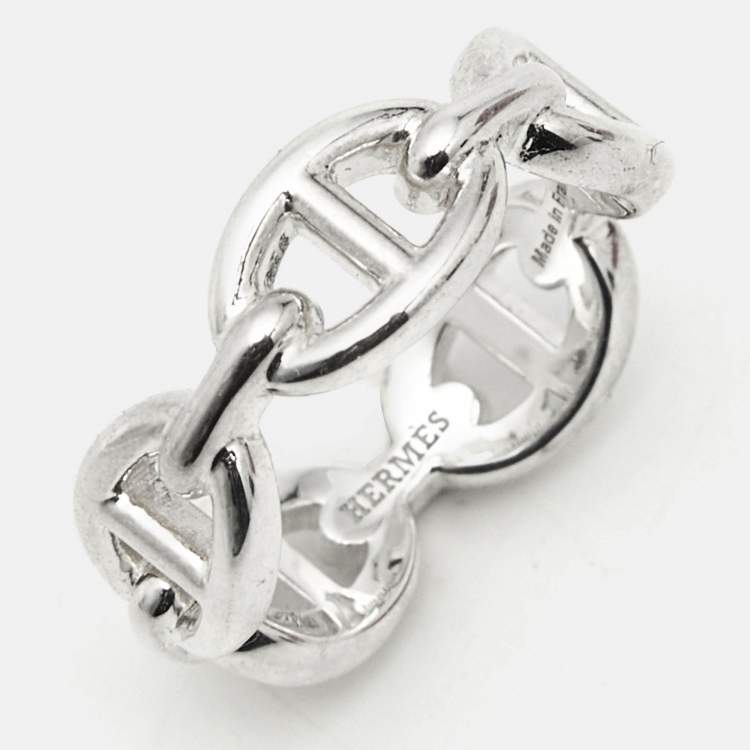 Pre Owned Hermès Chaine d'Ancre Sterling Silver 925 Ring Size 52