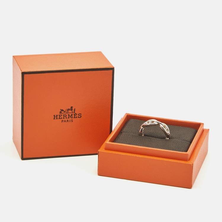Pre Owned Hermès Chaine d'Ancre Sterling Silver 925 Ring Size 52