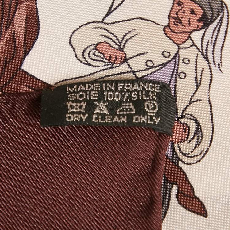 Pre Owned Hermès Burgundy Chevaux Arabes Silk Scarf