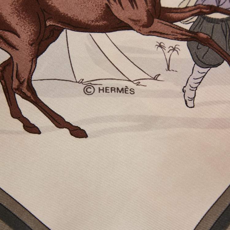 Pre Owned Hermès Burgundy Chevaux Arabes Silk Scarf