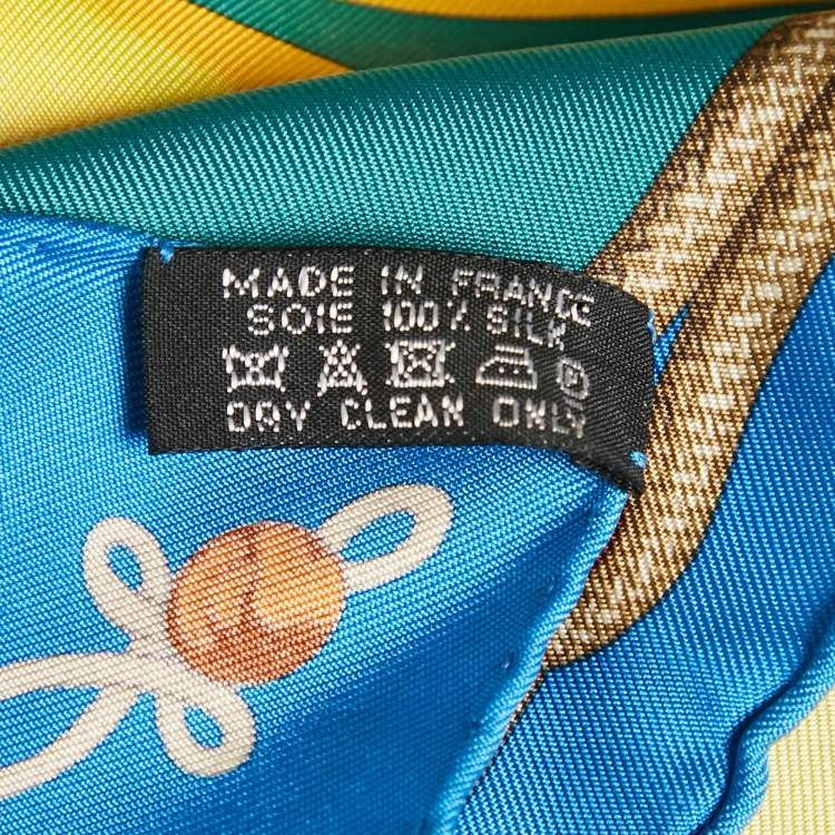 Pre Owned Hermès Blue/Green Brandebourgs Silk Gavroche