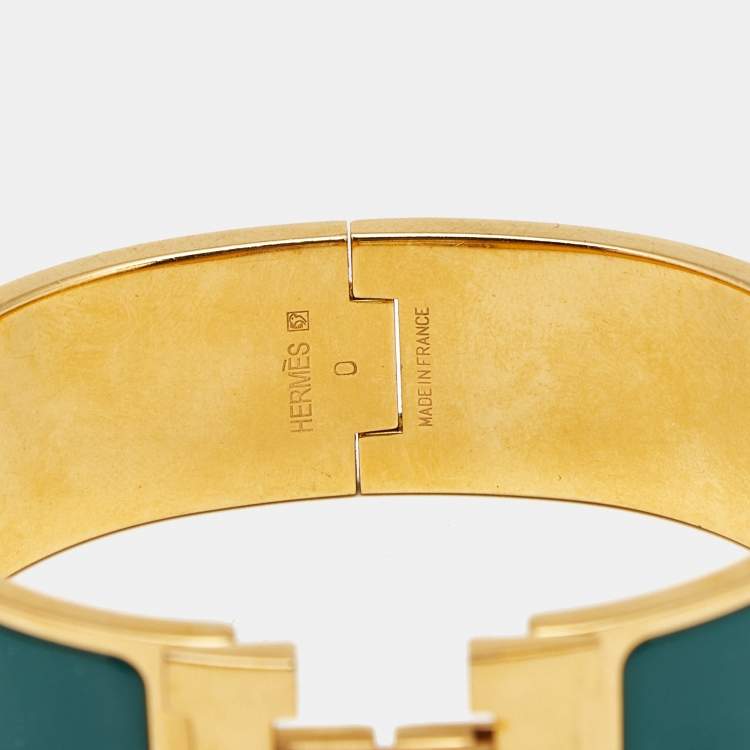Pre Owned Hermès Clic Clac H Enamel Gold Plated Bracelet