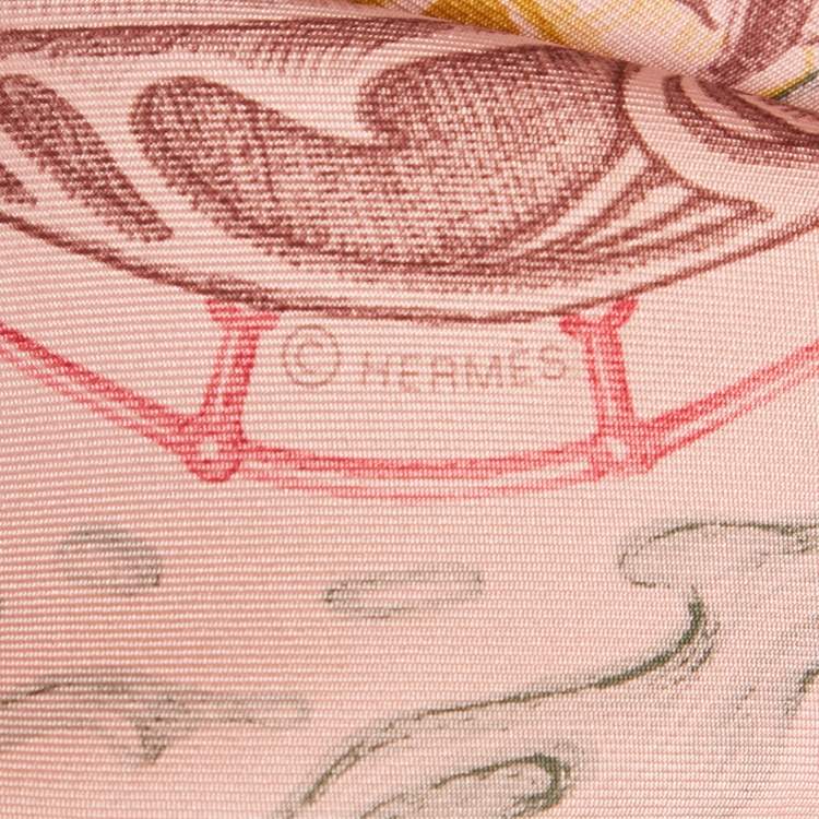 Pre Owned Hermès Pink Silk Horsawards Print Square Scarf