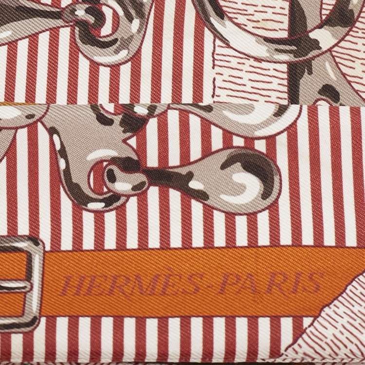 Pre Owned Hermès Brown/Orange Mors a Jouets Silk Twilly Set of 2