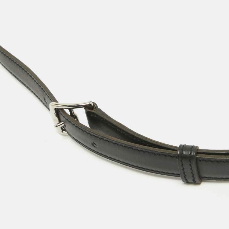 Pre Owned Hermès Black Box Leather and Chain Etriviere Belt 90CM