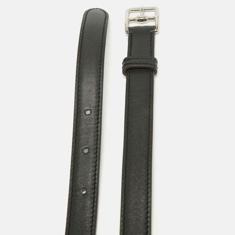 Pre Owned Hermès Black Box Leather and Chain Etriviere Belt 90CM