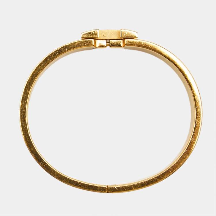مملوكة مسبقًا Hermes Clic H Black Enamel Gold Plated Bracelet