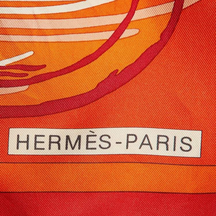 Pre Owned Hermes Orange/Red Monte Carlo Silk Scarf