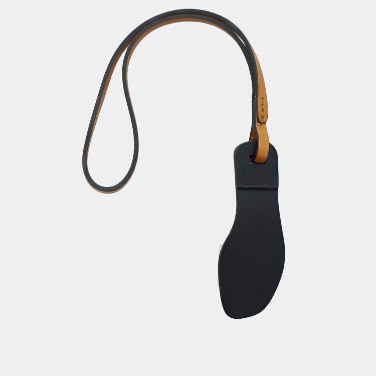 Pre Owned Hermes Pink Brown Leather Oran Nano Bag Charm