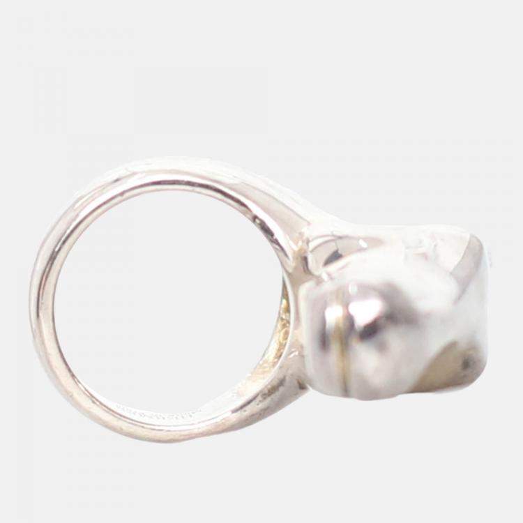 Pre Owned Hermes Silver 925 Galop Ring EU 52