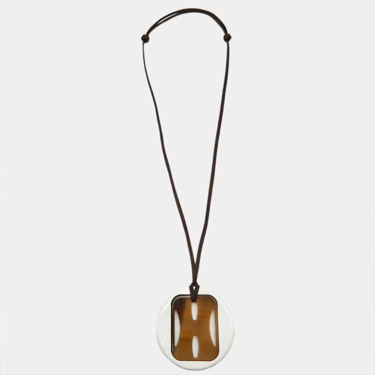 Pre Owned Hermès Horn Resin Cord Pendant Necklace