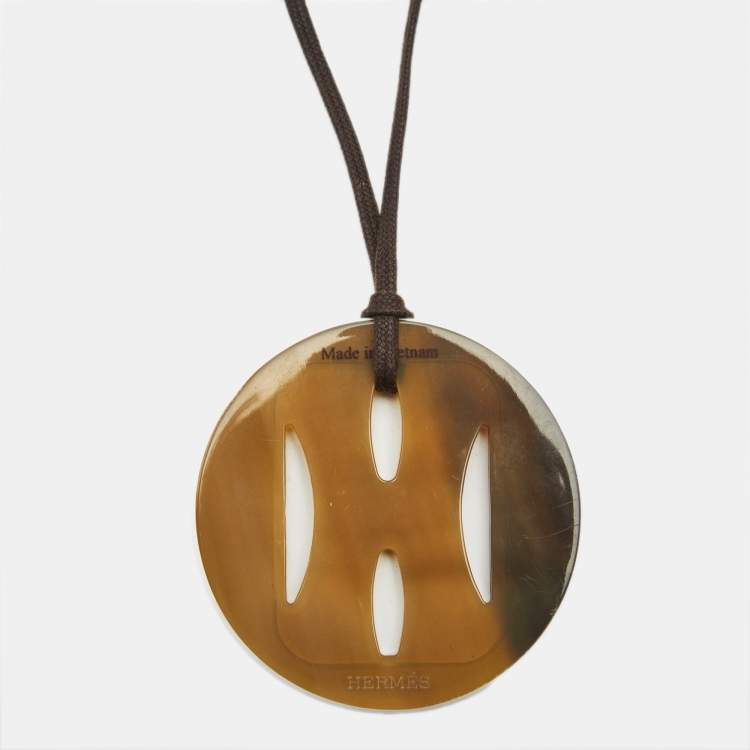 Pre Owned Hermès Horn Resin Cord Pendant Necklace