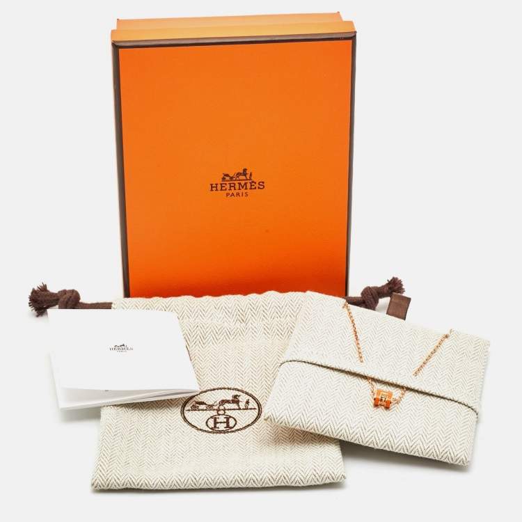 Pre Owned Hermès Mini Pop H Enamel Gold Plated Necklace