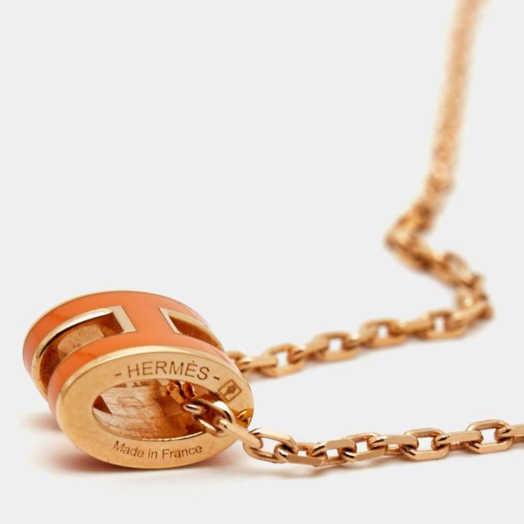 Pre Owned Hermès Mini Pop H Enamel Gold Plated Necklace