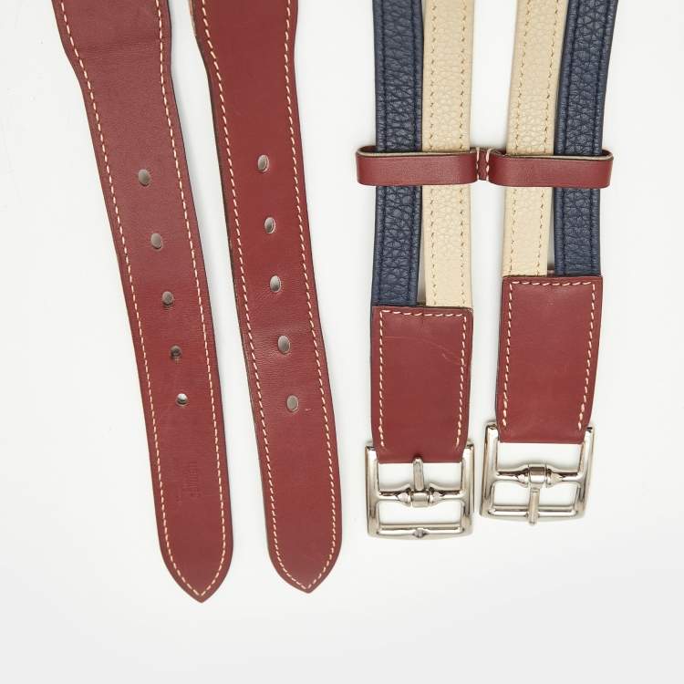 Pre Owned Hermès Tricolor Leather Double Etriviere Belt