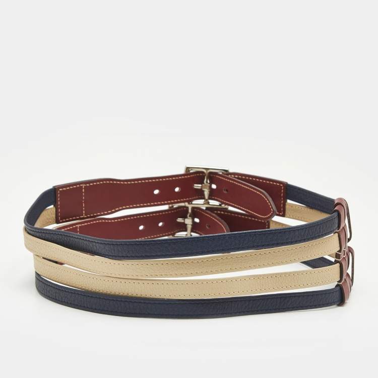 Pre Owned Hermès Tricolor Leather Double Etriviere Belt