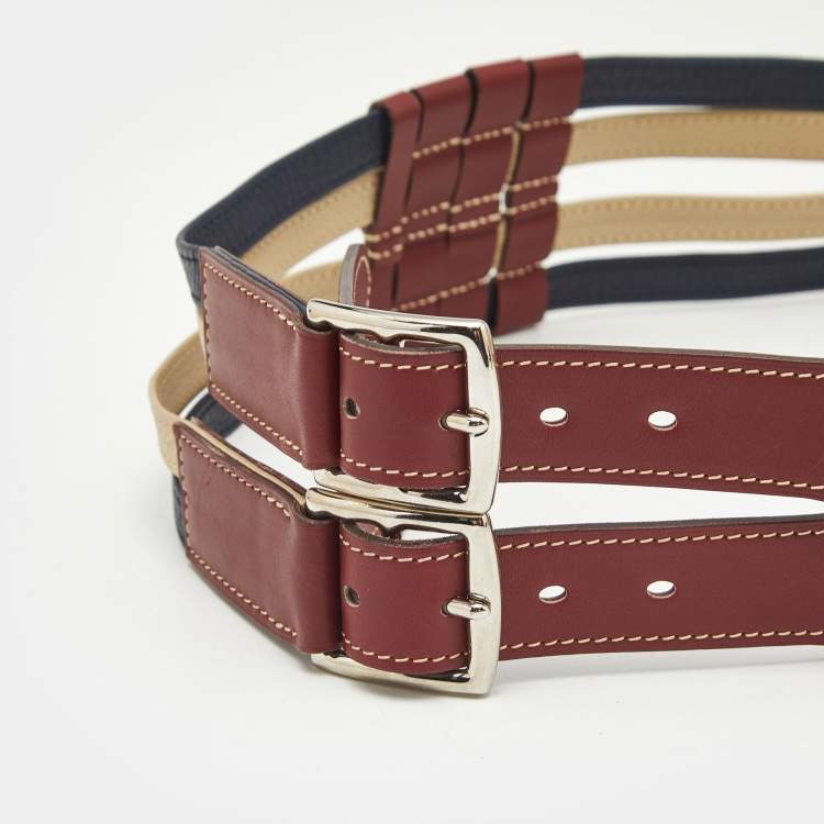 Pre Owned Hermès Tricolor Leather Double Etriviere Belt