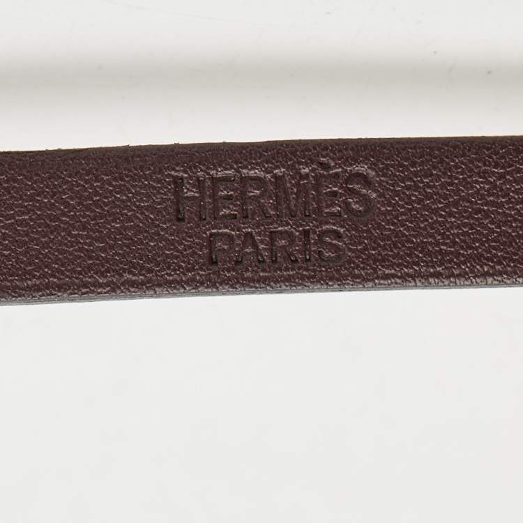 Pre Owned Hermes  Hapi 3 Grand Wrap Leather Gold Plated  Triple Tour Wrap Bracelet 