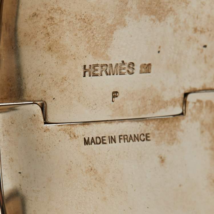 Pre Owned Hermès Clic Clac H Enamel Palladium Plated Extra Wide Bracelet