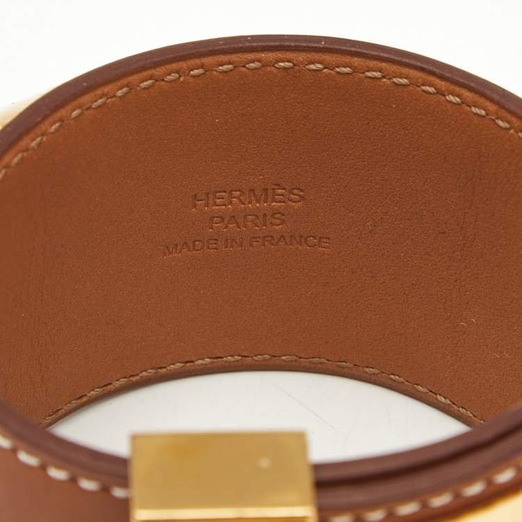 Pre Owned Hermès Collier de Chien Leather Gold Plated Bracelet