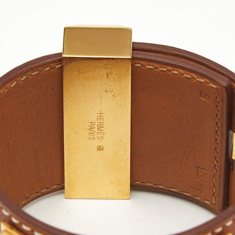 Pre Owned Hermès Collier de Chien Leather Gold Plated Bracelet