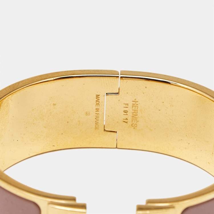 Pre Owned Hermes Clic Clac H Enamel Gold Plated Bracelet