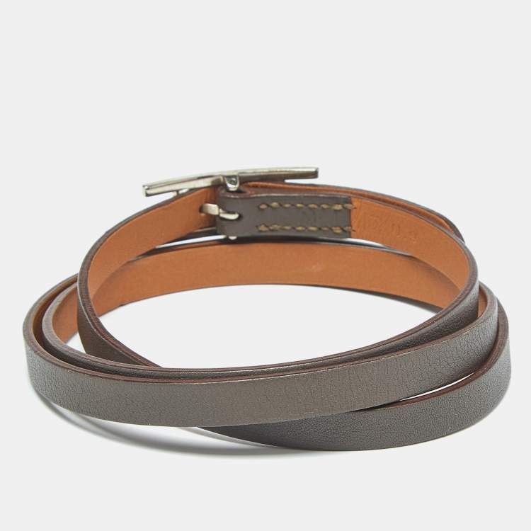 مملوكة مسبقًا Hermes Hapi 4 Quad Tour Leather Palladium Plated  Bracelet