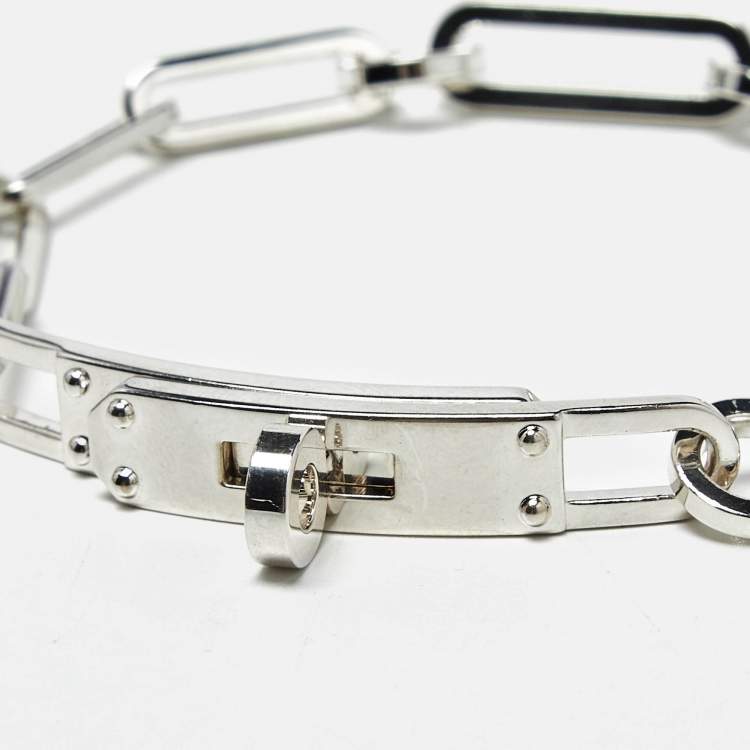 Pre Owned Hermes Kelly Chaine Sterling Silver 925 Bracelet