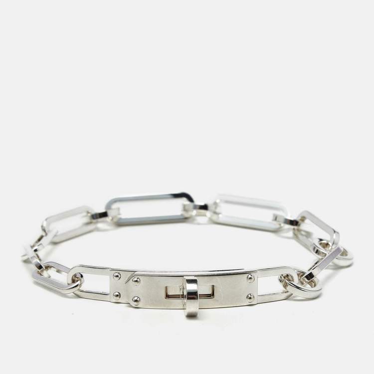 Pre Owned Hermes Kelly Chaine Sterling Silver 925 Bracelet