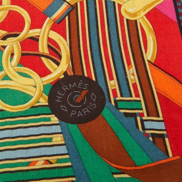 Pre Owned Hermes Multicolor Cashmere Blend Brides et Gris Gris Shawl