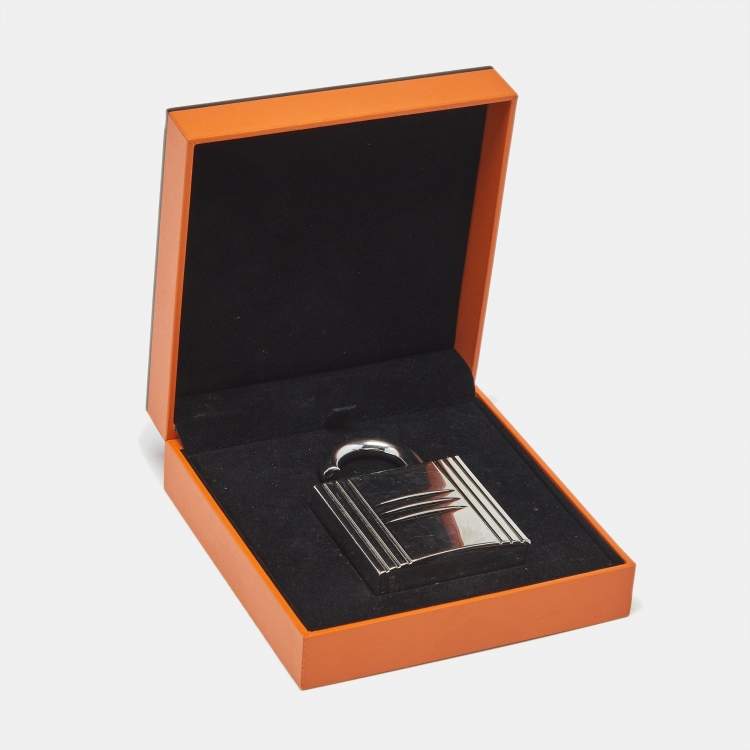 Pre Owned Hermès Padlock Silver Tone Refillable Parfum Bag Charm