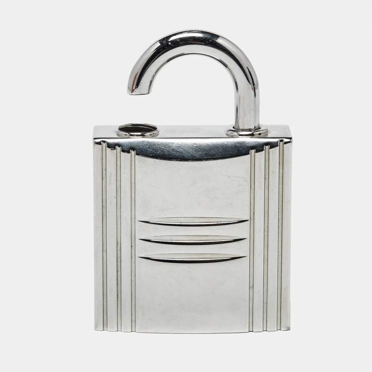 Pre Owned Hermès Padlock Silver Tone Refillable Parfum Bag Charm