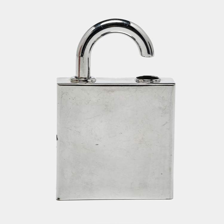 Pre Owned Hermès Padlock Silver Tone Refillable Parfum Bag Charm