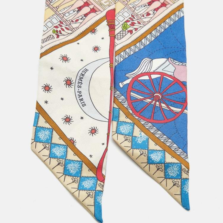 Pre Owned Hermès Multicolor Objets de Curiosite Print Silk Twilly