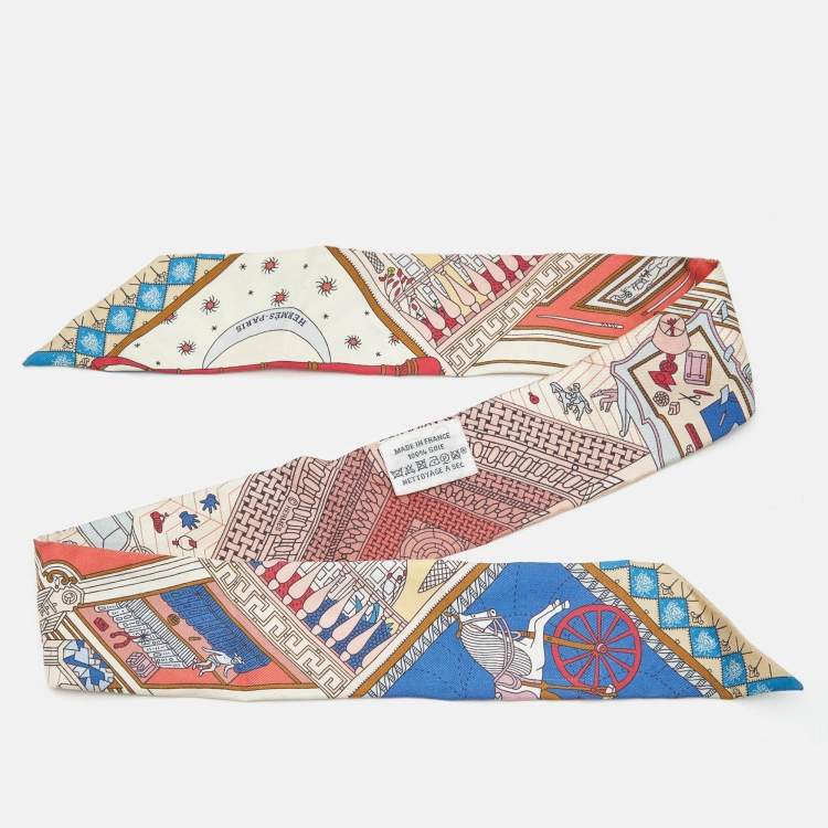 Pre Owned Hermès Multicolor Objets de Curiosite Print Silk Twilly