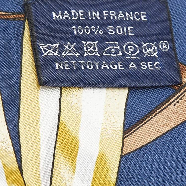 Pre Owned Hermes Marine Blue Printed Silk Jumping Twilly 