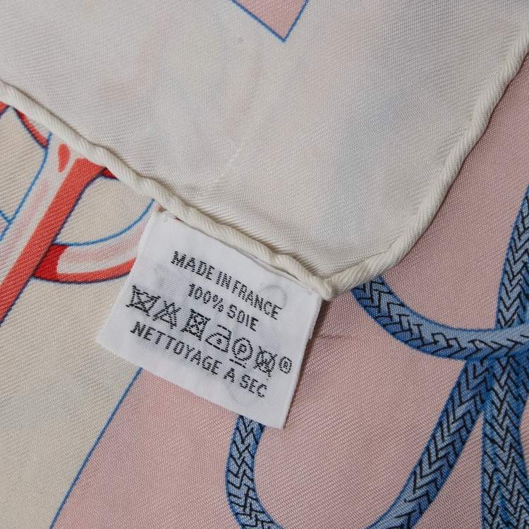 Pre Owned Hermes White Cliquetis Print Scarf 