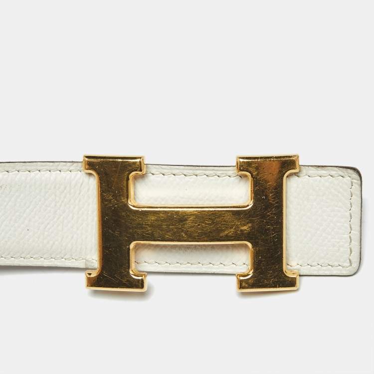 Pre Owned Hermès Blanc Epsom Leather H Buckle Belt 90 CM