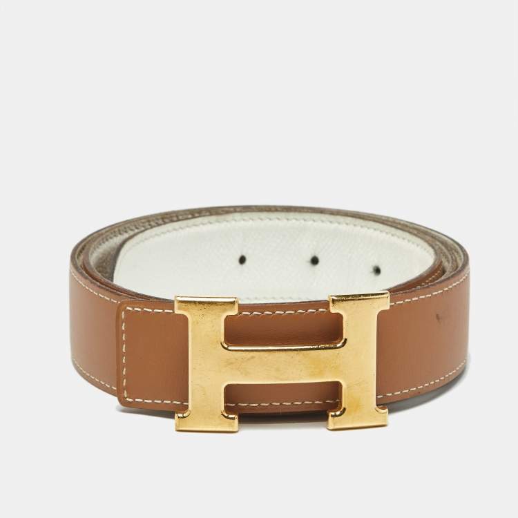 Pre Owned Hermès Blanc Epsom Leather H Buckle Belt 90 CM