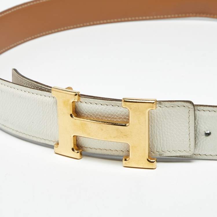 Pre Owned Hermès Blanc Epsom Leather H Buckle Belt 90 CM