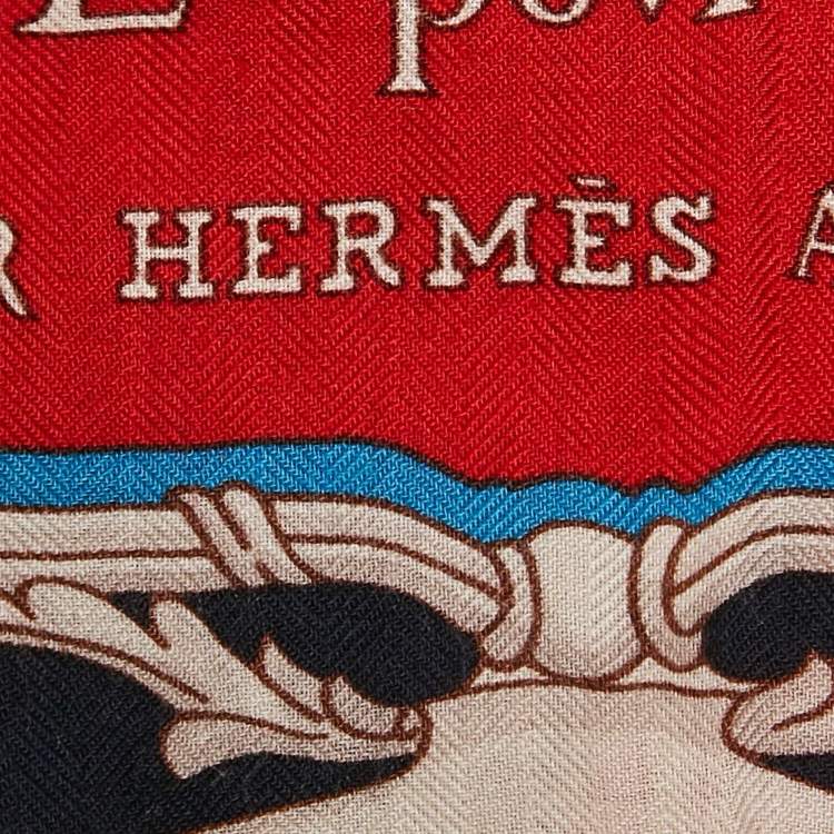 Pre Owned Hermès Navy Blue Printed Cashmere Blend Grand Carrosse Pour Un Ambassadeur Shawl