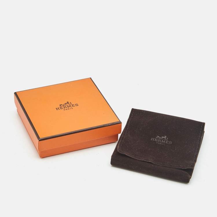 Pre Owned Hermès Medor Infini Brown Leather Silver Tone Wrap Bracelet