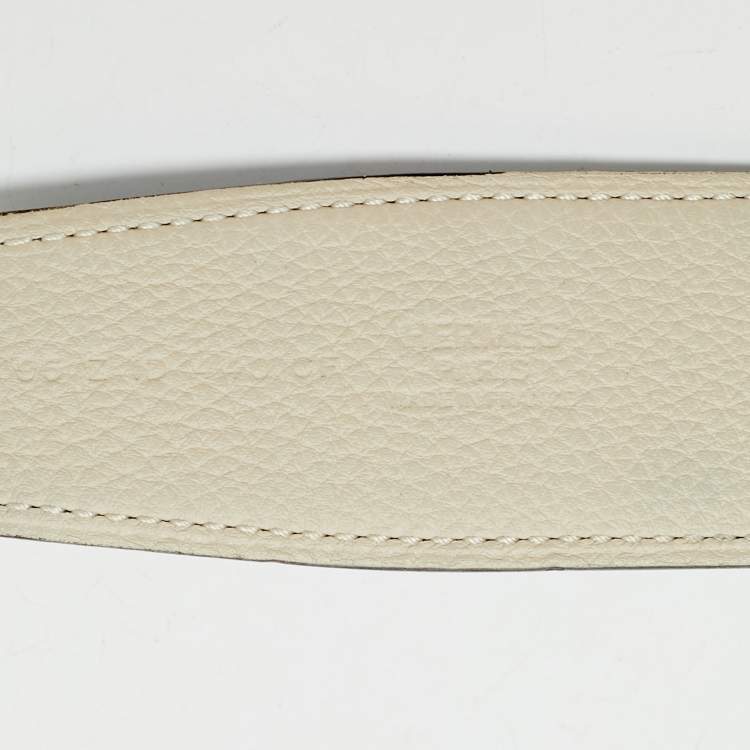 Pre Owned Hermes Bleu de Malte/Craie Box and Togo Leather Reversible Belt Strap 95 CM